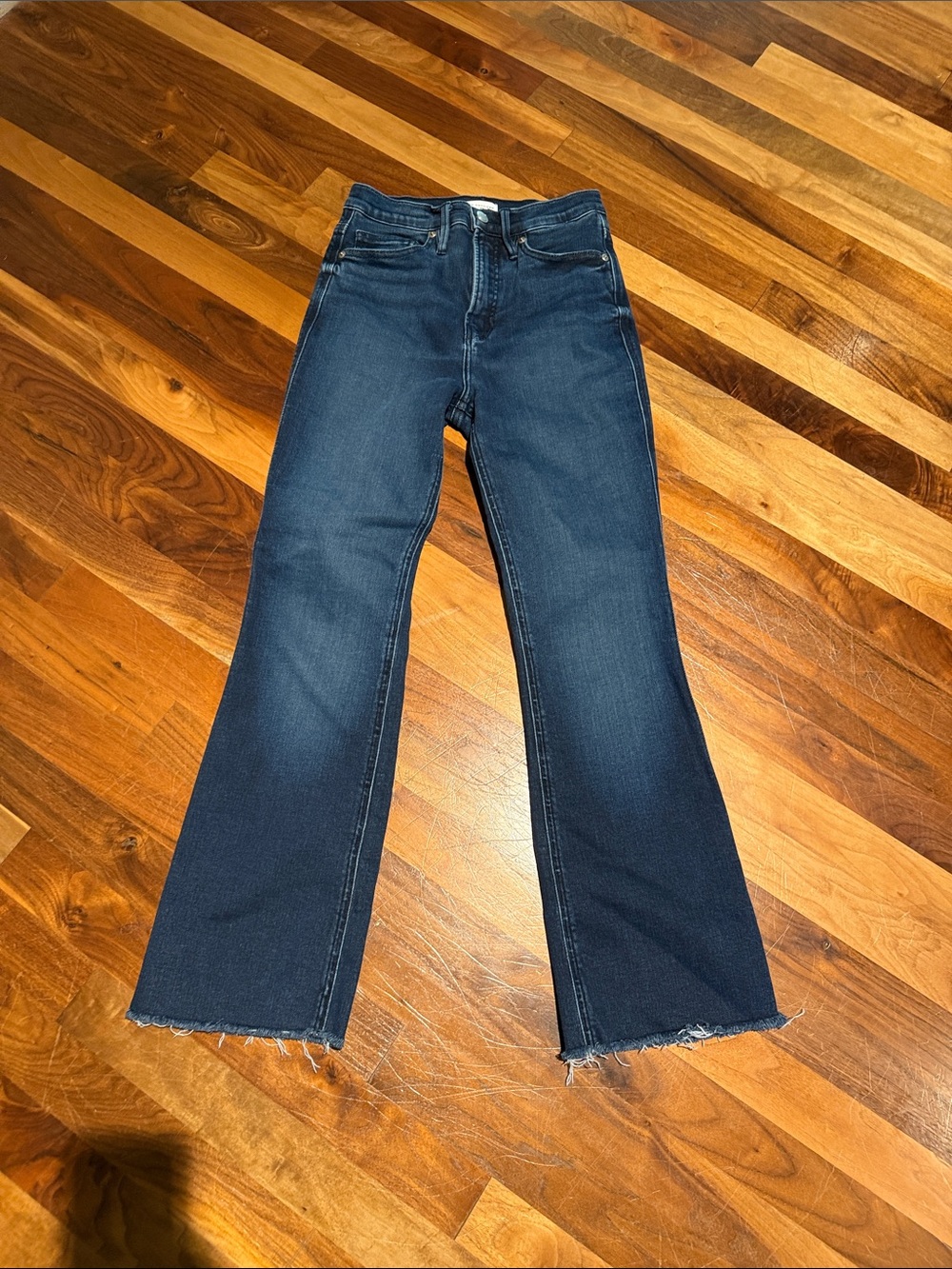 Good American Dark Blue High-Rise standard kick flare Jeans